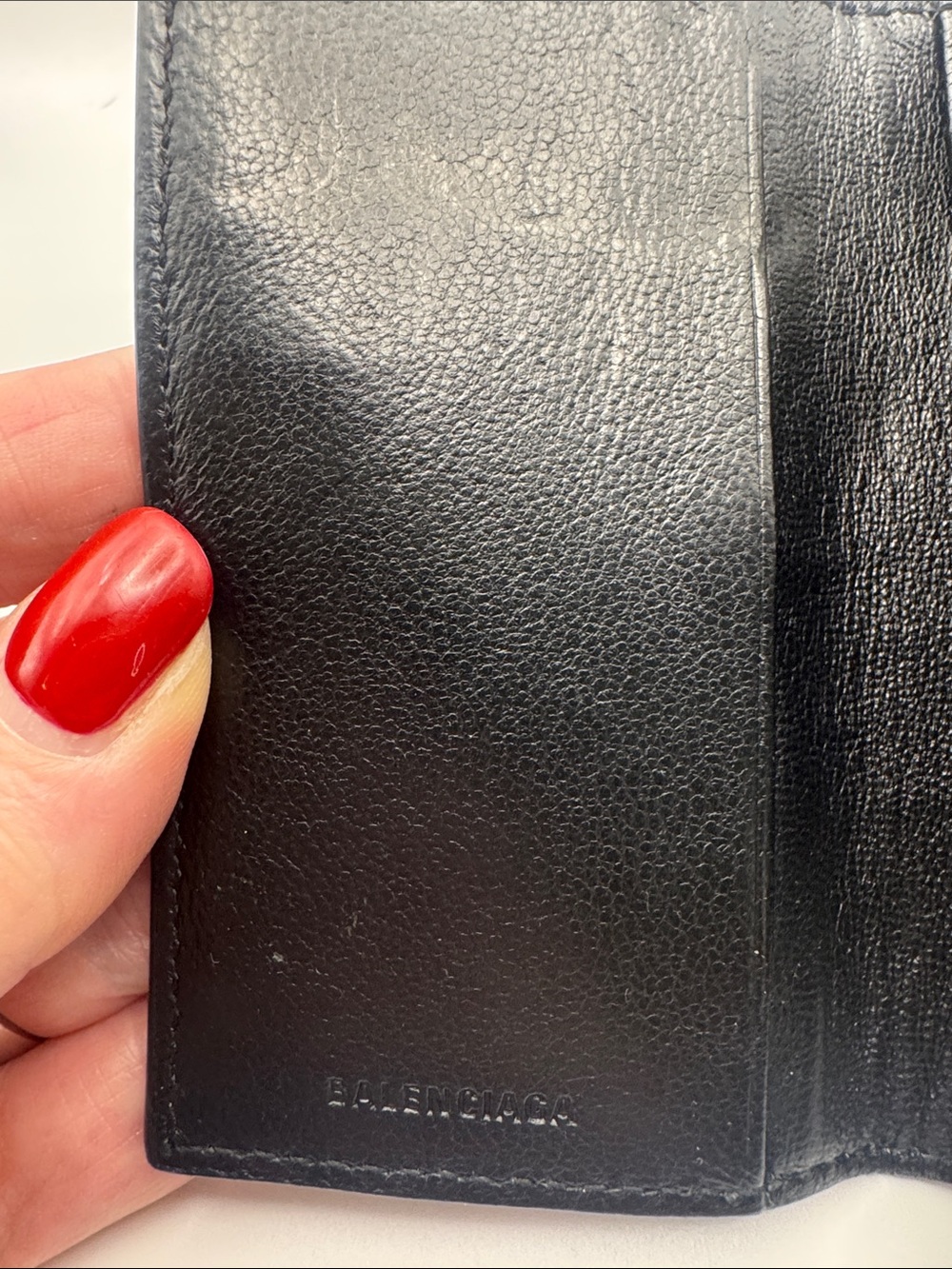 Balenciaga Black Textured Leather Key Wallet with Silver Logo - Picture 4 of 5